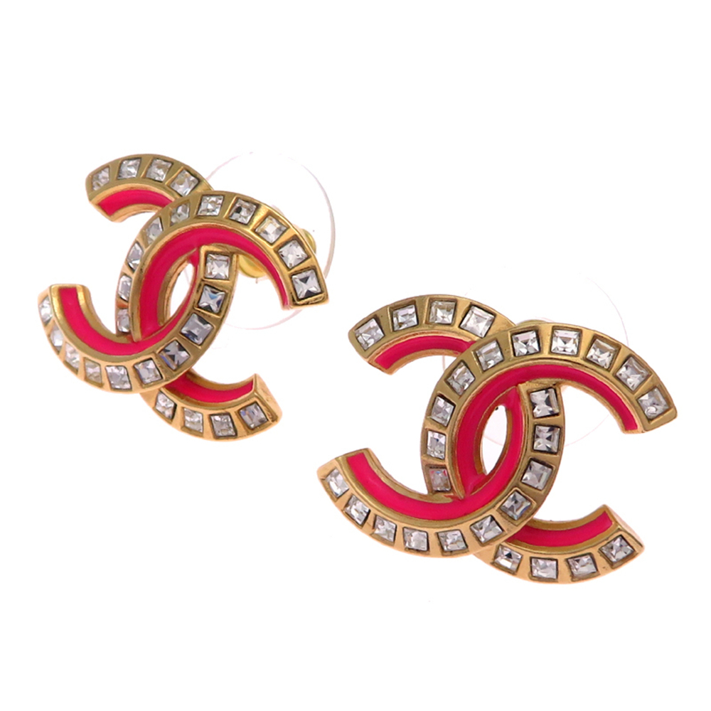 CHANEL Gold Logo Earrings